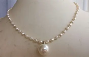 Freshwater Pearl Necklace,Cultured AA 3-4MM White Freshwater Pearl Necklace With 14mm Big Size Shell Pearl Pendant Jewelry
Freshwater Pearl Necklace,Cultured AA 3-4MM White Freshwater Pearl Necklace With 14mm Big Size Shell Pearl Pendant Jewelry