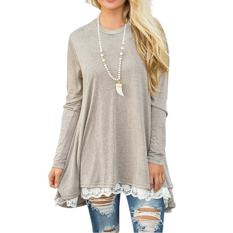 New 2018 Autumn Long Sleeve T-shirt Women Clothing Casual O Neck Lace Patchwork Tops Loose Tee Shirt Femme Ropa Mujer Large Size
New 2018 Autumn Long Sleeve T-shirt Women Clothing Casual O Neck Lace Patchwork Tops Loose Tee Shirt Femme Ropa Mujer Large Size