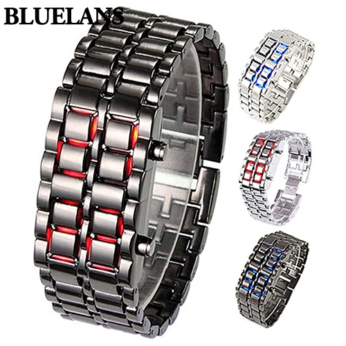 Hot Fashion Men Women Lava Iron Samurai Metal LED Faceless Bracelet Watch Wristwatch 0W47
Hot Fashion Men Women Lava Iron Samurai Metal LED Faceless Bracelet Watch Wristwatch 0W47