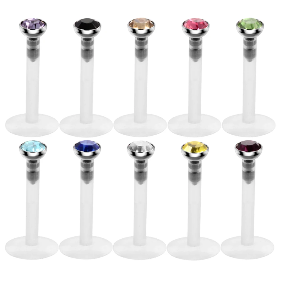 Lot of 10pcs Bioplast Flexible Colorful Gem Push-in Labret Stud Lip Ring Piercing Charming Fashion Ear Cartilage Tragus Jewelry
Lot of 10pcs Bioplast Flexible Colorful Gem Push-in Labret Stud Lip Ring Piercing Charming Fashion Ear Cartilage Tragus Jewelry