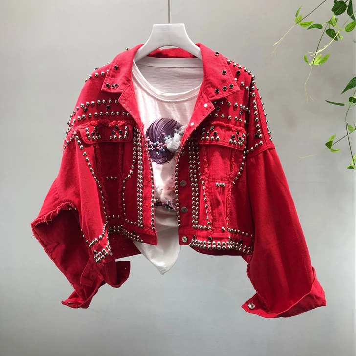 3 Colors Women's Autumn Long Sleeve Jacket Punk Design Short Style Rivet Denim Coat High Street Studded Outfit
3 Colors Women's Autumn Long Sleeve Jacket Punk Design Short Style Rivet Denim Coat High Street Studded Outfit