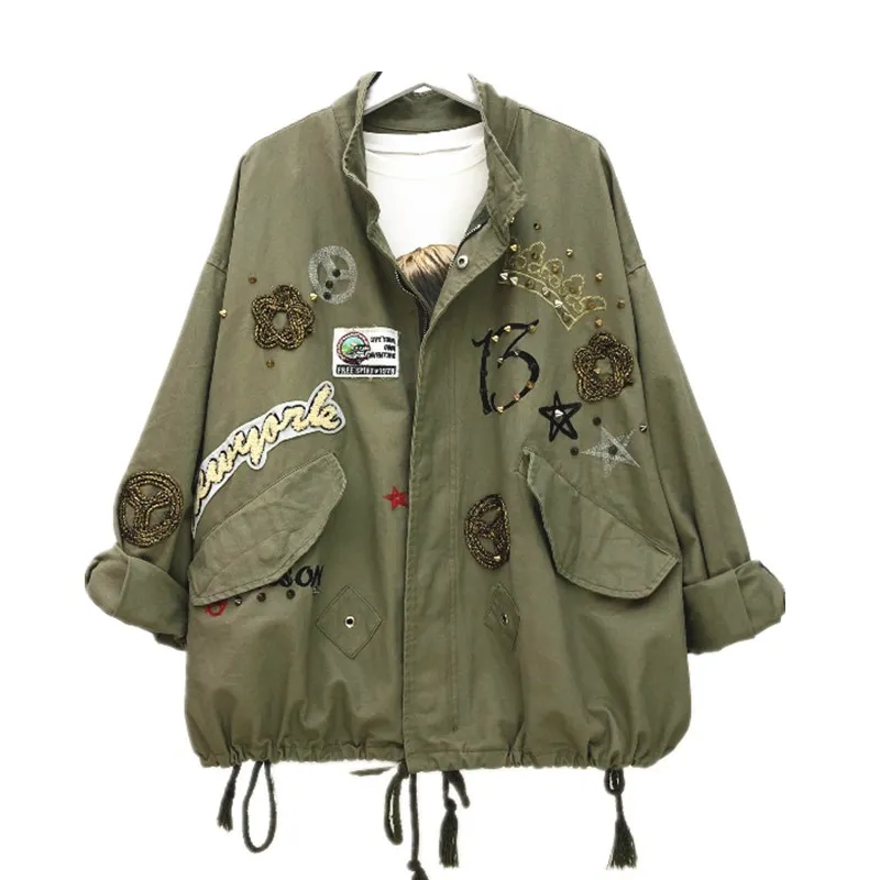 Fashion Embroidery New 2019 Spring Ladies jackets Long sleeve Casual Long jacket Windbreaker women Loose Khaki Outerwear womens
Fashion Embroidery New 2019 Spring Ladies jackets Long sleeve Casual Long jacket Windbreaker women Loose Khaki Outerwear womens
