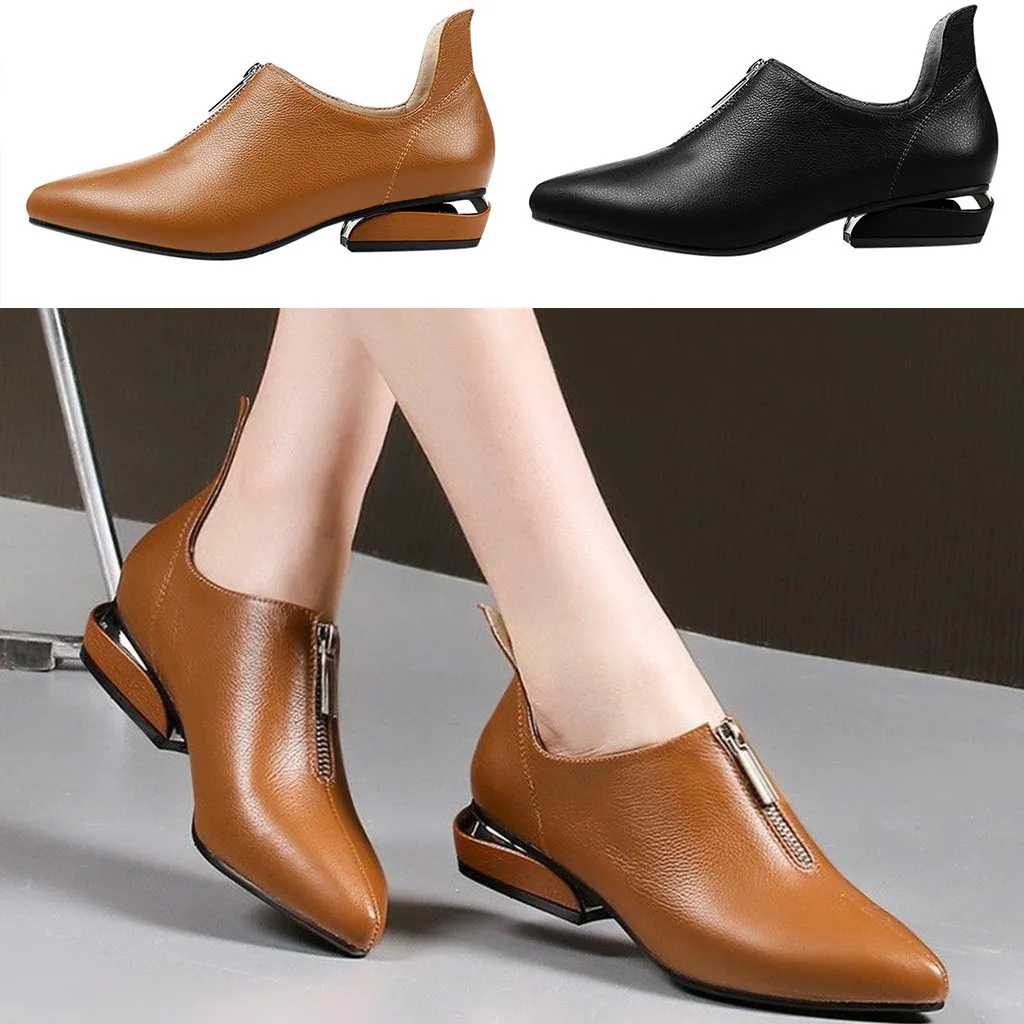 2019 Women's Pumps Leather Pointed Toe New Fashion Spring Summer Shoes Solid Low Heels Zipper Wimen Work Party Office Shoes
2019 Women's Pumps Leather Pointed Toe New Fashion Spring Summer Shoes Solid Low Heels Zipper Wimen Work Party Office Shoes