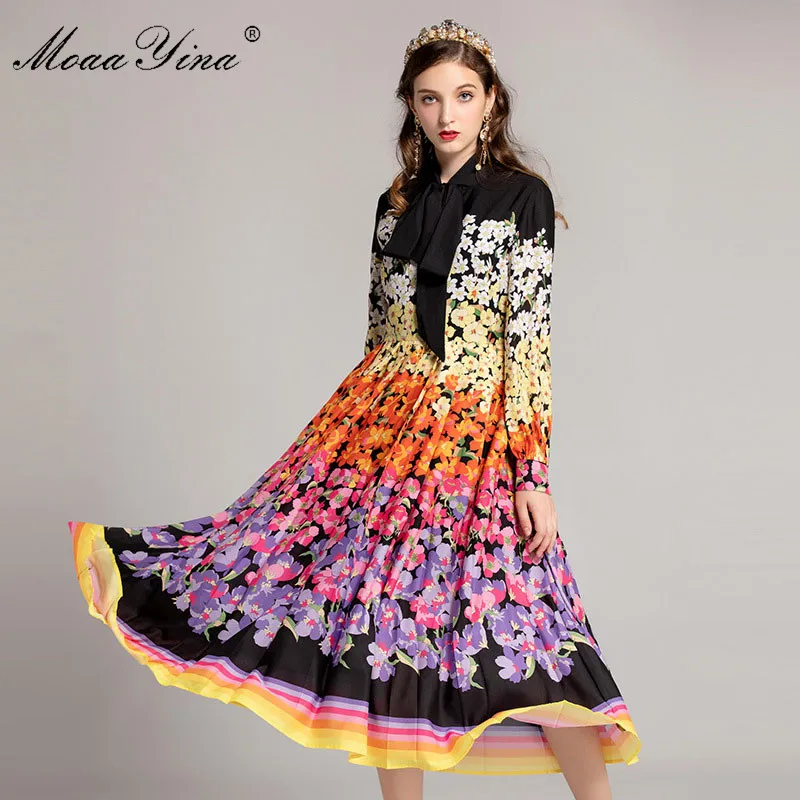 MoaaYina Fashion Designer Dress Autumn Women Long sleeve Bow collar Floral Print Casual Holiday Elegant Bohemia Midi Dress
MoaaYina Fashion Designer Dress Autumn Women Long sleeve Bow collar Floral Print Casual Holiday Elegant Bohemia Midi Dress