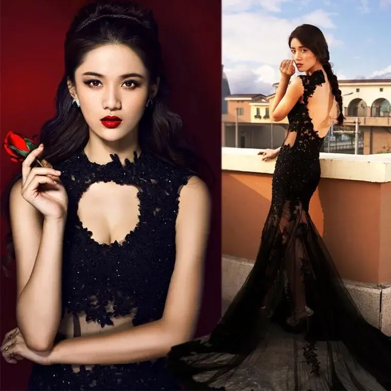 Black Mermaid Prom Dresses 2019 Vestido De Festa Sexy Backless Halter Lace Runway Fashion Evening Party Gowns Banquest Vestidos
Black Mermaid Prom Dresses 2019 Vestido De Festa Sexy Backless Halter Lace Runway Fashion Evening Party Gowns Banquest Vestidos