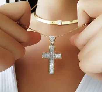 2019 New Arrival Copper Material Bling CZ Cross Necklace For Women Jewelry Cubic Zirconia Golden Color Chain Pendant Necklace
2019 New Arrival Copper Material Bling CZ Cross Necklace For Women Jewelry Cubic Zirconia Golden Color Chain Pendant Necklace
