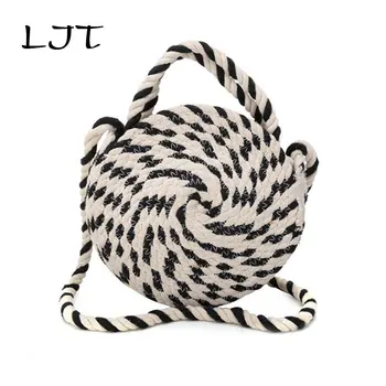 LJT Personality Black and White Woven Small Round Bag 2019 Summer Fashion Casual Messenger Shoulder Bag Beach HandBags Tote
LJT Personality Black and White Woven Small Round Bag 2019 Summer Fashion Casual Messenger Shoulder Bag Beach HandBags Tote