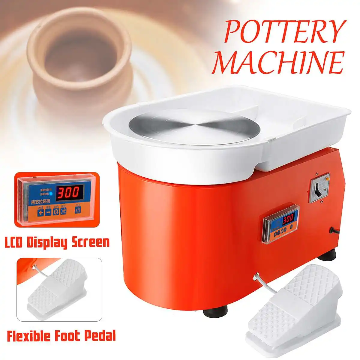 300W AC 110V/220V Pottery Wheel Machine Ceramic Work Clay Art Flexible Foot Pedal LCD Control Metal + Aluminum Alloy 42x52x35cm
300W AC 110V/220V Pottery Wheel Machine Ceramic Work Clay Art Flexible Foot Pedal LCD Control Metal + Aluminum Alloy 42x52x35cm