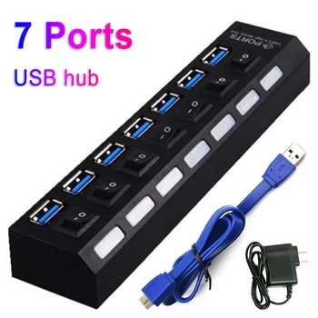 High Speed USB Hub 2.0/3.0 Multi USB Hub USB Splitter 7 Ports Adapter Cable Hub With Power On/Off For PC Computer Accessories
High Speed USB Hub 2.0/3.0 Multi USB Hub USB Splitter 7 Ports Adapter Cable Hub With Power On/Off For PC Computer Accessories