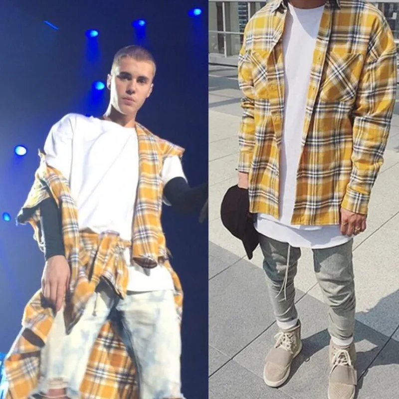 2018The streets Long sleeve front short lovers yellow Plaid shirt Hip Hop leisure justin bieber Arc long Sleeve loose Shirt Men
2018The streets Long sleeve front short lovers yellow Plaid shirt Hip Hop leisure justin bieber Arc long Sleeve loose Shirt Men