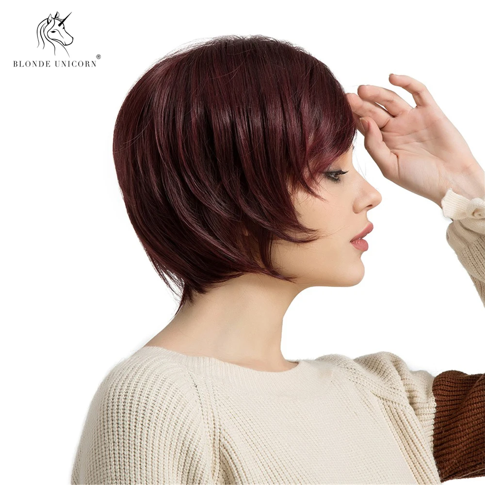 BLONDE UNICORN 8 Inch High Temperature Synthetic Straight Short Bob Wig Wine Red Color Left Side Parting Full Wigs For Women
BLONDE UNICORN 8 Inch High Temperature Synthetic Straight Short Bob Wig Wine Red Color Left Side Parting Full Wigs For Women