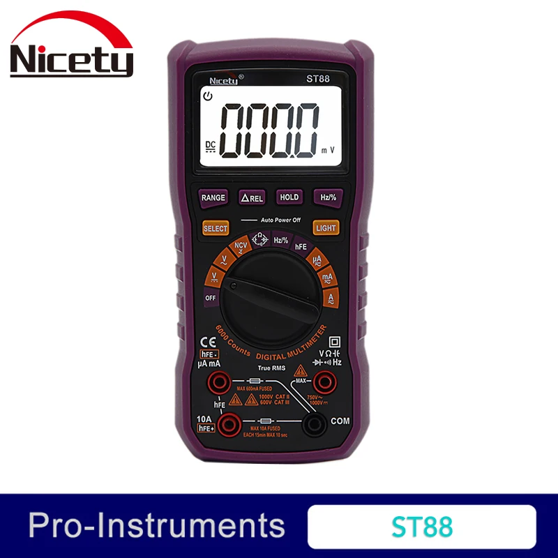 Nicety 6000 counts DMM Resistance Capacitance multimeter 10A 1000V Auto Range True RMS Digital Multimeter ST88 OD
Nicety 6000 counts DMM Resistance Capacitance multimeter 10A 1000V Auto Range True RMS Digital Multimeter ST88 OD