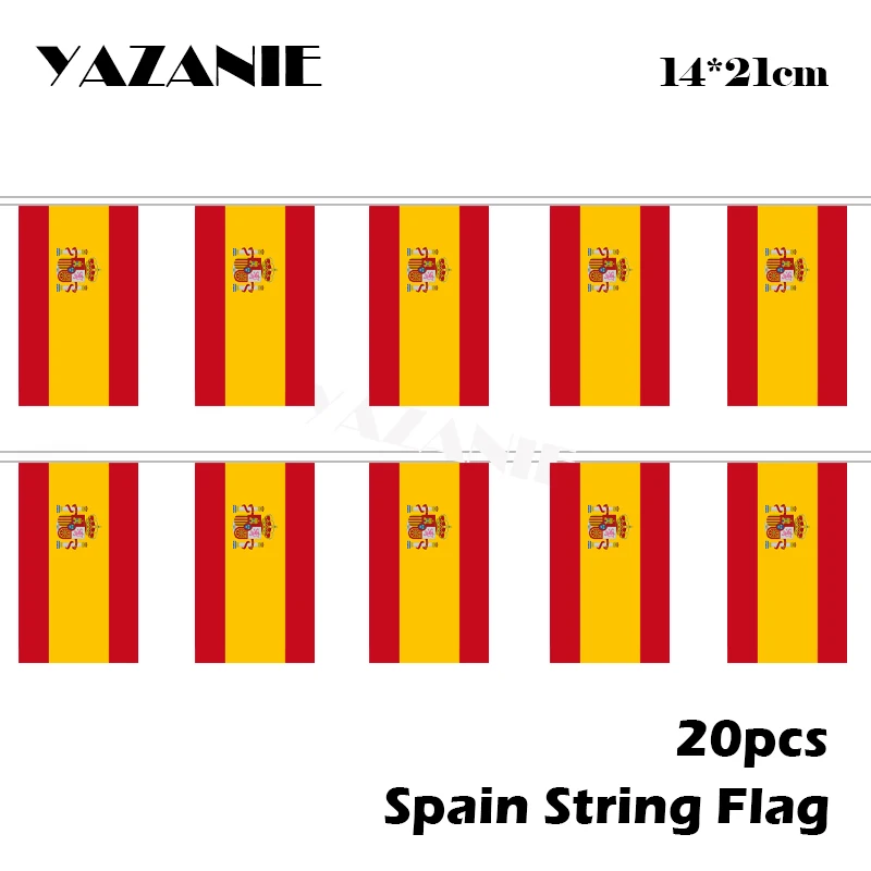 

YAZANIE 14*21cm 20PCS Spain ES String Flag Small World Country Bunting Banner for Birthday Wedding Party Decoration Wholesale