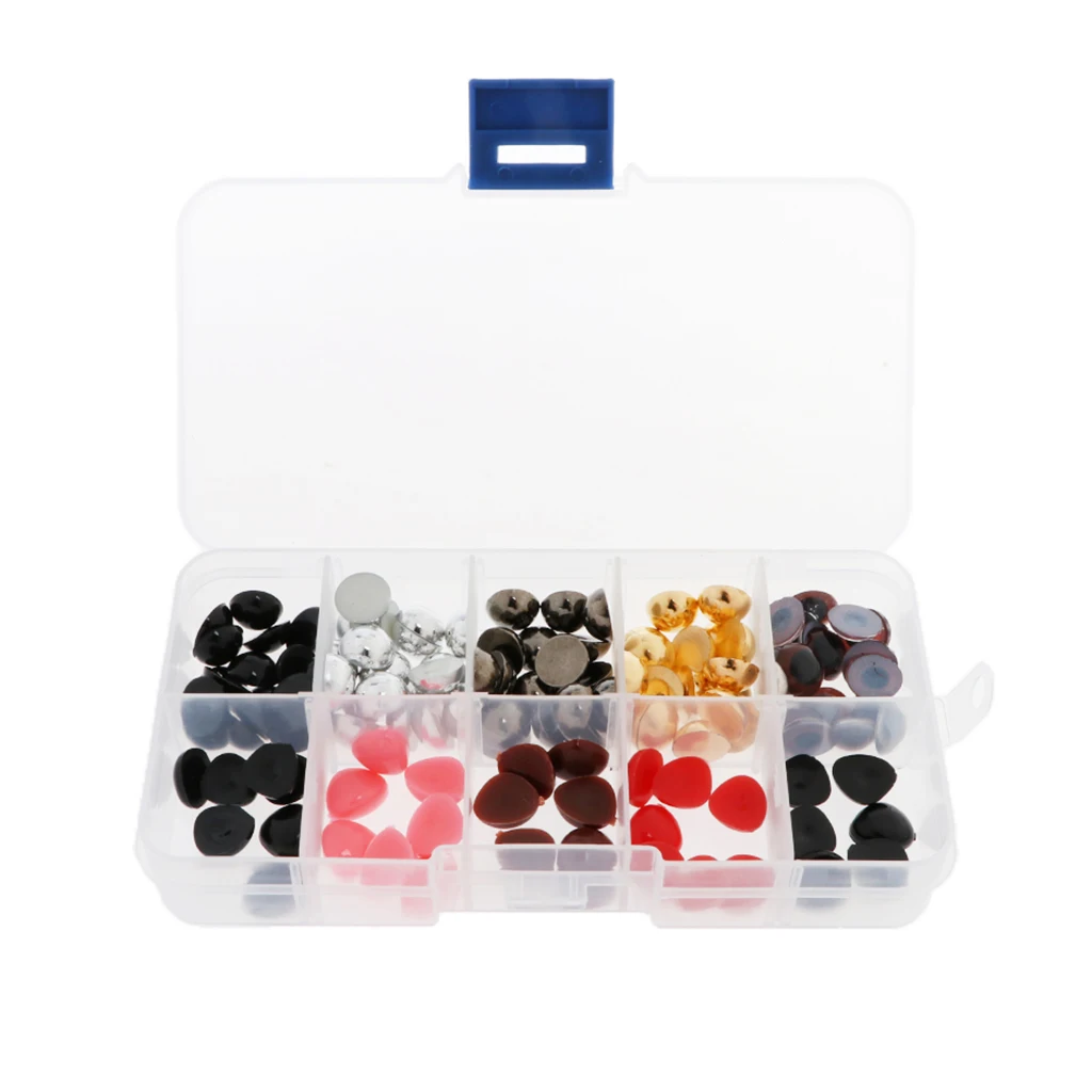 150pcs/ box Safety Dolls Nose Eyes for Puppet Bear Doll Plush Stuffed Animal Felting Toy Craft in Assorted Size Color - 10mm Eye