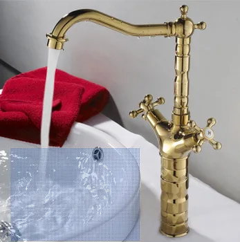 Gold-plated basin faucet faucet sink hot and cold copper double handle single hole rotatable kitchen faucet
Gold-plated basin faucet faucet sink hot and cold copper double handle single hole rotatable kitchen faucet