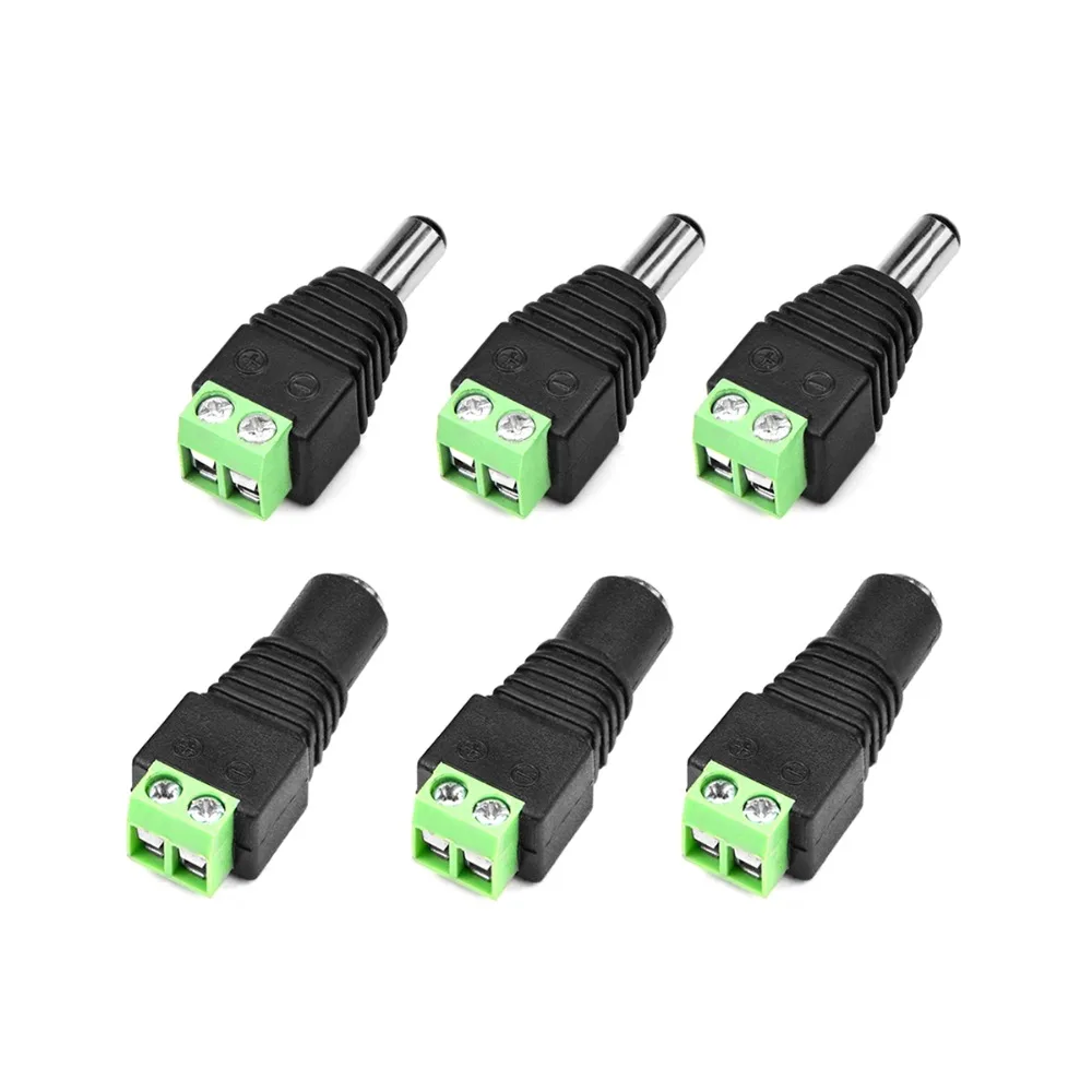 DC Female Male 2.1mm x 5.5mm DC Power Plug Jack Adapter For LED Strip Light 5050 3528 2835 Or CCTV Camera 5PCS / Pack
DC Female Male 2.1mm x 5.5mm DC Power Plug Jack Adapter For LED Strip Light 5050 3528 2835 Or CCTV Camera 5PCS / Pack