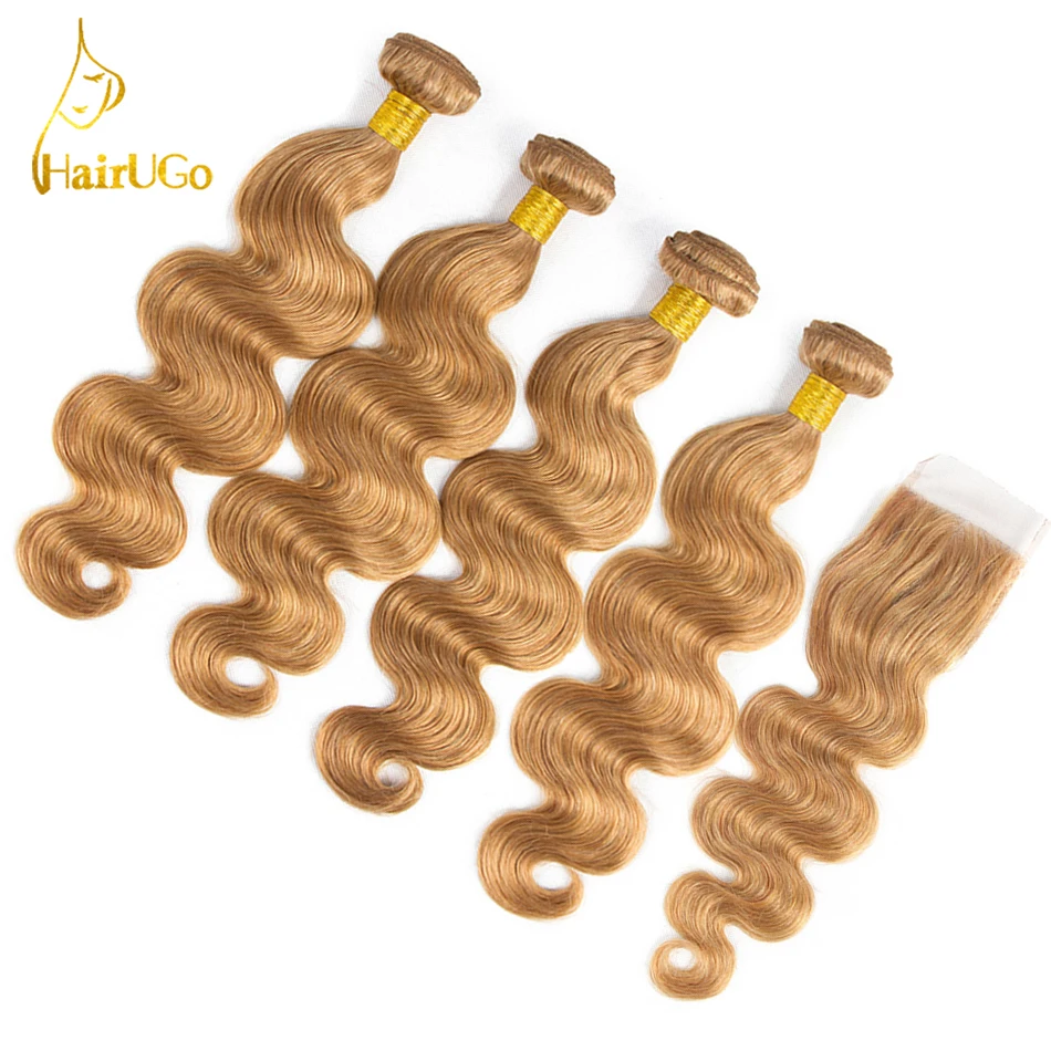 HairUGo Hair Pre-Colored Peruvian Body Wave Bundles Non-Remy Blonde 4Bundles With Closure Human Hair #27 Color Hair Extensions
HairUGo Hair Pre-Colored Peruvian Body Wave Bundles Non-Remy Blonde 4Bundles With Closure Human Hair #27 Color Hair Extensions