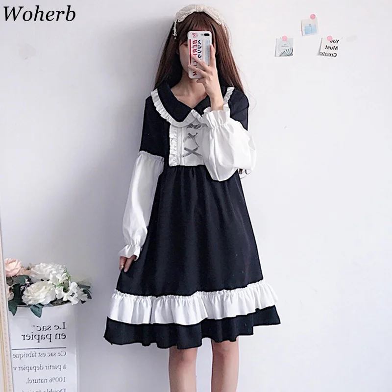 Woherb Kawaii Summer Long Sleeve Dress Women 2019 Japanese Cosplay Maid Dress Ladies Sweet Ruffle Black Dresses Vestidos 21598
Woherb Kawaii Summer Long Sleeve Dress Women 2019 Japanese Cosplay Maid Dress Ladies Sweet Ruffle Black Dresses Vestidos 21598