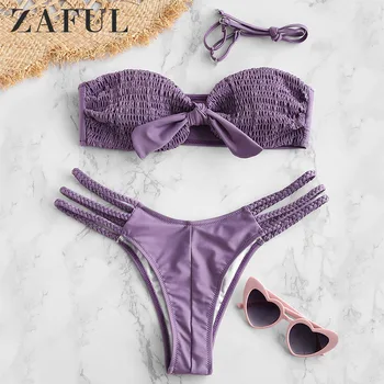 ZAFUL Sexy Women Shirred Knot Bandeau Bikini 2019 Braided Smocked Beach Wear Cut Out Padded Swimwear Women Swimsuit Biquini
ZAFUL Sexy Women Shirred Knot Bandeau Bikini 2019 Braided Smocked Beach Wear Cut Out Padded Swimwear Women Swimsuit Biquini
