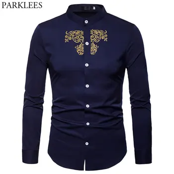 Gold Embroidery Henley Shirt Men 2018 Autumn New Mandarin Collar Slim Fit Chemise Homme Wedding Party Business Social Shirt Male
Gold Embroidery Henley Shirt Men 2018 Autumn New Mandarin Collar Slim Fit Chemise Homme Wedding Party Business Social Shirt Male