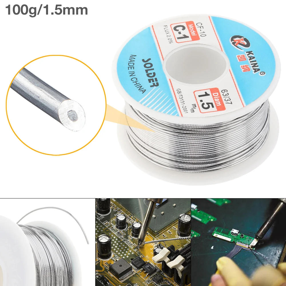 63/37 C-1 100g 1.5mm High Purity No-clean Rosin Core Solder Tin Wire Reel with 2% Flux and Low Melting Point
63/37 C-1 100g 1.5mm High Purity No-clean Rosin Core Solder Tin Wire Reel with 2% Flux and Low Melting Point