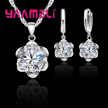 Women Fine Flower Shaped Jewelry Sets 925 Sterling Silver Austrian Crystal Wedding Pendants Necklaces Earring Sets
Women Fine Flower Shaped Jewelry Sets 925 Sterling Silver Austrian Crystal Wedding Pendants Necklaces Earring Sets