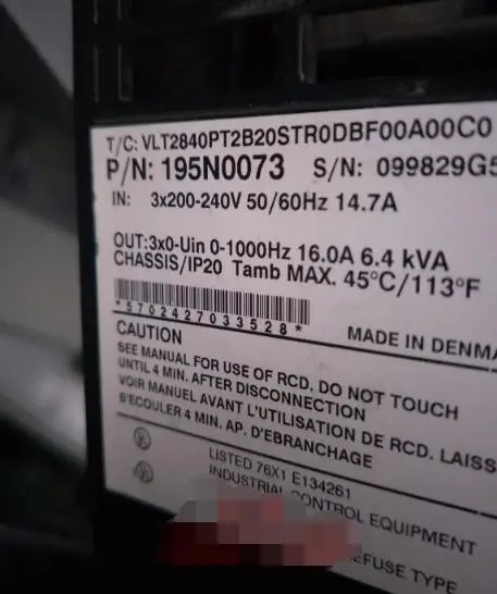 Inverter VLT2800 4KW 220V VLT2840PT2B20STR0DBF00A00C0 , Used one , 90% appearance new , 3 months warranty , fastly shipping 
Inverter VLT2800 4KW 220V VLT2840PT2B20STR0DBF00A00C0 , Used one , 90% appearance new , 3 months warranty , fastly shipping
