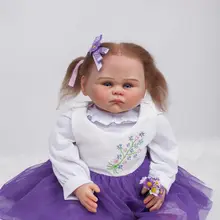 Силиконовая кукла Reborn 50 см с фиолетовым платьем Bebe милый подарок