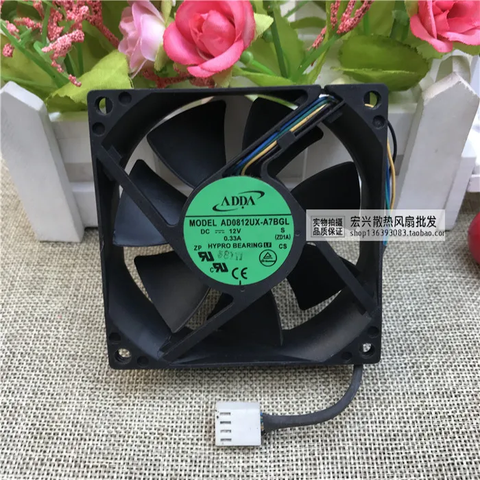 ADDA AD0812UX-A7BGL 8025 80*80*25mm DC 12V 0.33A 4pin Hypro bearing PWM axial case cooling fan
ADDA AD0812UX-A7BGL 8025 80*80*25mm DC 12V 0.33A 4pin Hypro bearing PWM axial case cooling fan