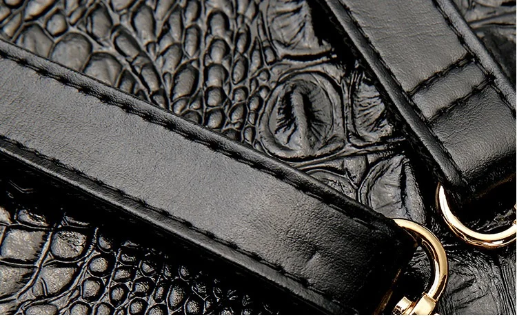 Black Genuine cow Leather Clutch bag, Crocodile texture Rivet purse also in  Metallic Gold, white