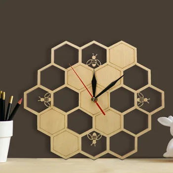 Bees and Honeycomb Natural Wooden Wall Clock Hexagon Wall Art Wood Bee Honey Contemporary Wooden Clock
Bees and Honeycomb Natural Wooden Wall Clock Hexagon Wall Art Wood Bee Honey Contemporary Wooden Clock