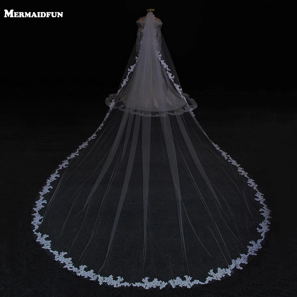 2018 White Ivory/White Tulle 5m Long One Layer Applique Edge Wedding Veil New Fashion Wedding accessories Hot Bridal Veils
2018 White Ivory/White Tulle 5m Long One Layer Applique Edge Wedding Veil New Fashion Wedding accessories Hot Bridal Veils