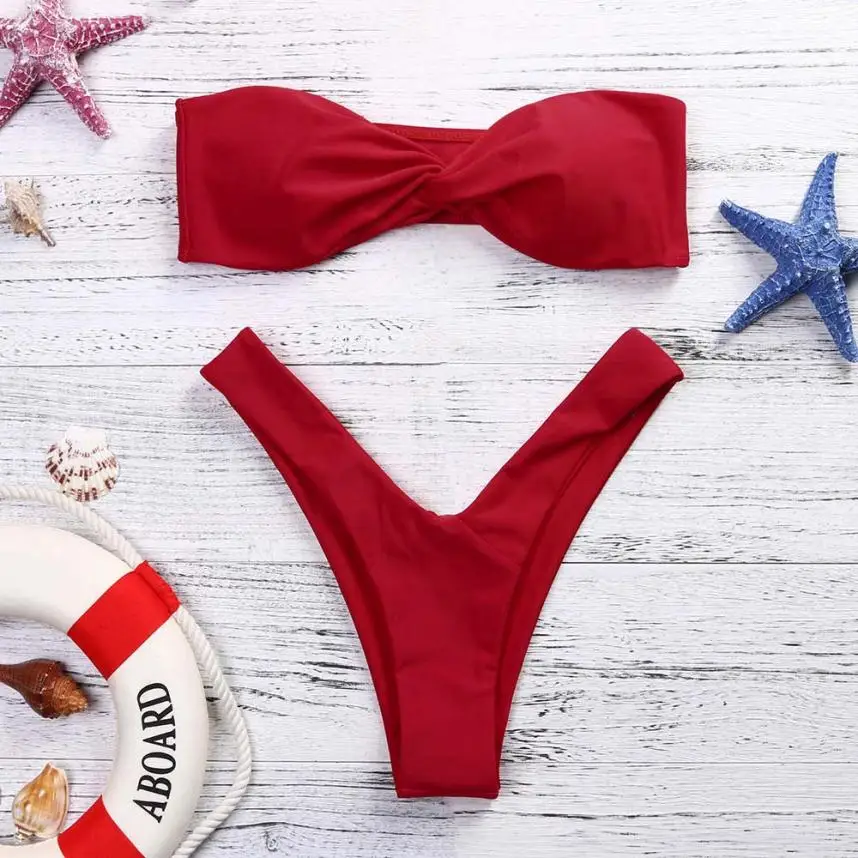 Enchanting Women Swimwear Bandeau Twist Front Thong Bikini Swimsuit Strapless Bathing Suit Hot Design Swimwear Women's Swimsuits
Enchanting Women Swimwear Bandeau Twist Front Thong Bikini Swimsuit Strapless Bathing Suit Hot Design Swimwear Women's Swimsuits