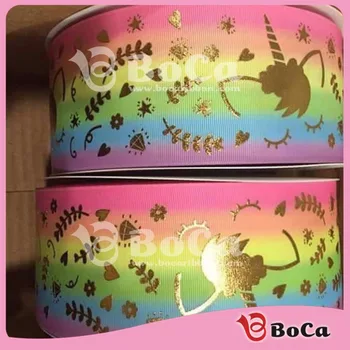 50 yards Shipping free BOCA 75mm (3 inch) wholesale heat transfer gold unicorn rainbow grosgrain ribbon 
50 yards Shipping free BOCA 75mm (3 inch) wholesale heat transfer gold unicorn rainbow grosgrain ribbon