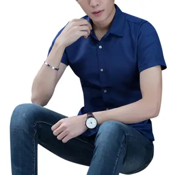 Men Male's Short SLeeve Shirts Fashion Free ironing Business Attire Slim Tops Professinal Summer Shirts san0
Men Male's Short SLeeve Shirts Fashion Free ironing Business Attire Slim Tops Professinal Summer Shirts san0