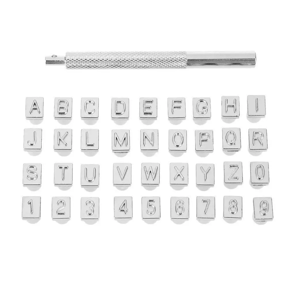 HiMISS 36Pcs Carbon Steel Punch Alphabet Letter Number Stamper Set Metal Leather Tool(Sliver Color) | Дом и сад