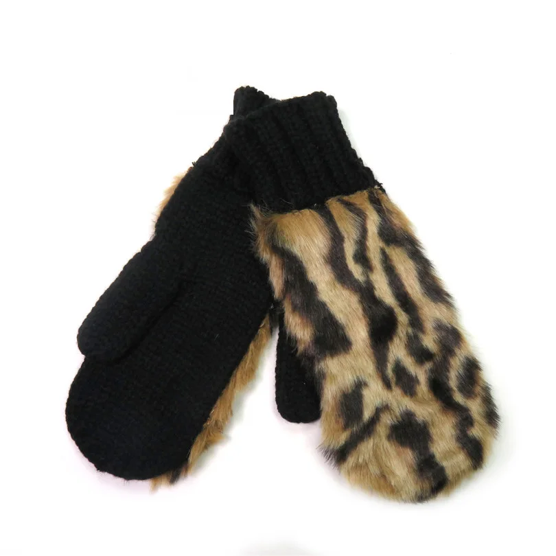 Ladies Luxury Faux Fur Fleece Lined Mittens Gloves Fluffy Soft Cosy Brown 0014