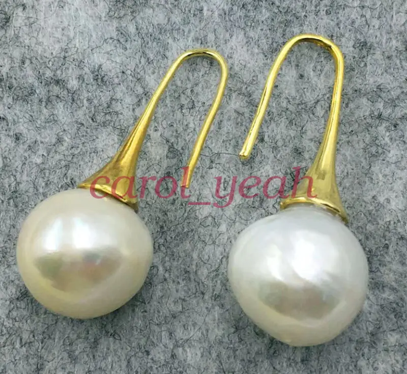 13-14MM HUGE baroque south sea pearl earrings Mesmerizing earbob party AAA
