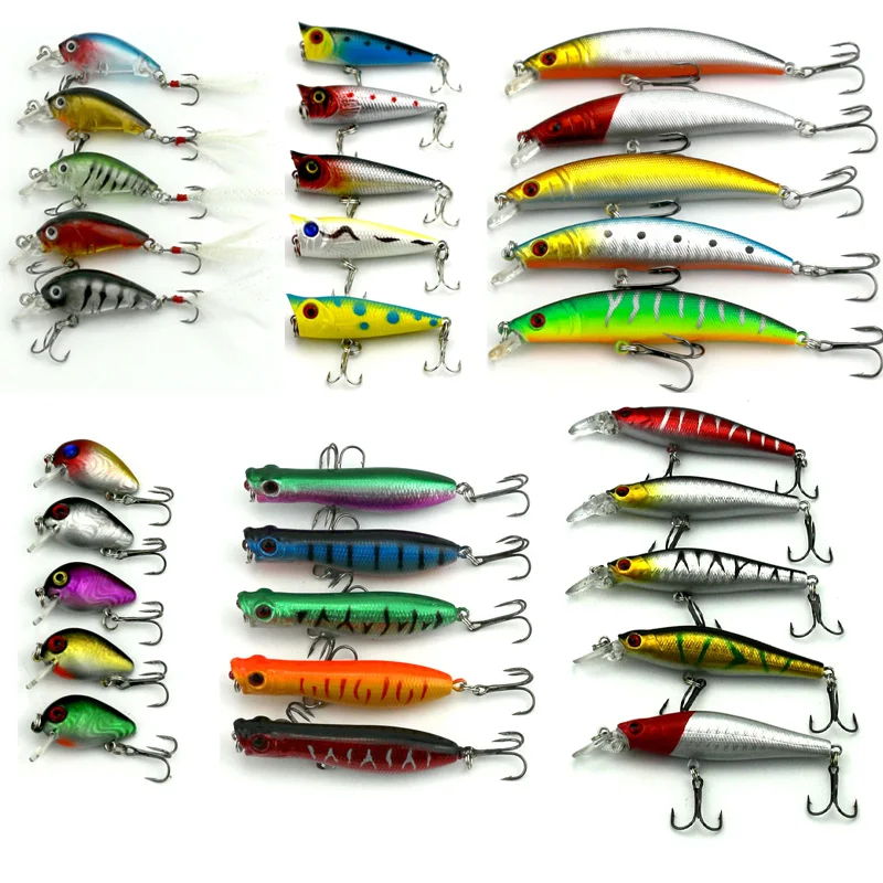 Hot 2016 30pcs/lot fishing lure Mixed 6 models fishing tackle 30 colors Minnow lure Crank Lures Popper Mix fishing bait
Hot 2016 30pcs/lot fishing lure Mixed 6 models fishing tackle 30 colors Minnow lure Crank Lures Popper Mix fishing bait