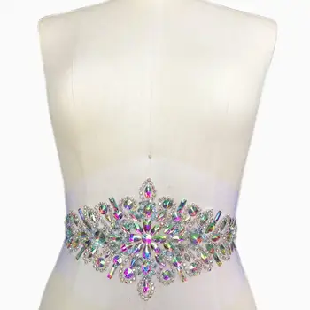 SEW on Hot AB Sequin Rhinestones 14x41cm Belt Waist Wedding Appliques Designs Patch Decoration For Clothes Dance Costume Dress 
SEW on Hot AB Sequin Rhinestones 14x41cm Belt Waist Wedding Appliques Designs Patch Decoration For Clothes Dance Costume Dress