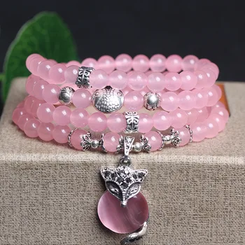 108 pcs Pink Crystal Quartz Bracelet with Fox Charms Wrapped Beaded Bracelet Women Jewelry
108 pcs Pink Crystal Quartz Bracelet with Fox Charms Wrapped Beaded Bracelet Women Jewelry