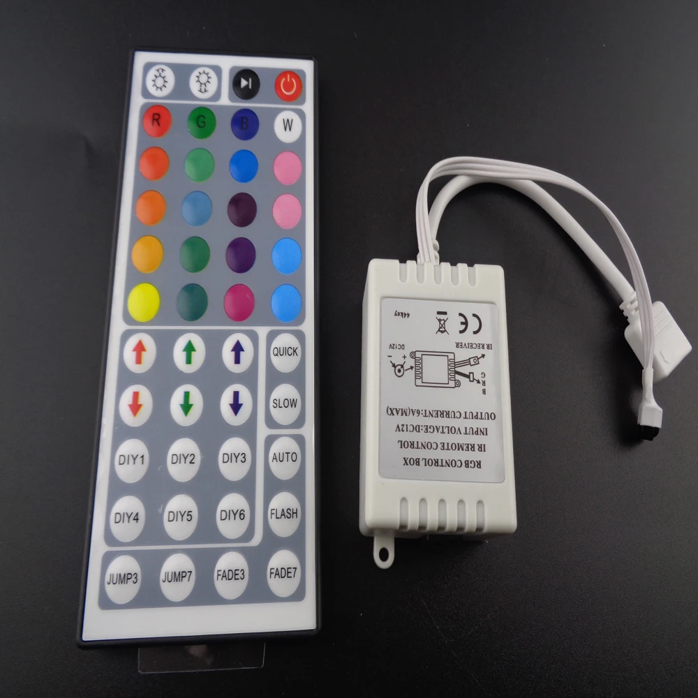 44 Keys LED IR RGB Controler LED Lights Controller IR Remote Dimmer Input DC12V 6A For RGB SMD 3528 5050 LED Strip 24key select
44 Keys LED IR RGB Controler LED Lights Controller IR Remote Dimmer Input DC12V 6A For RGB SMD 3528 5050 LED Strip 24key select