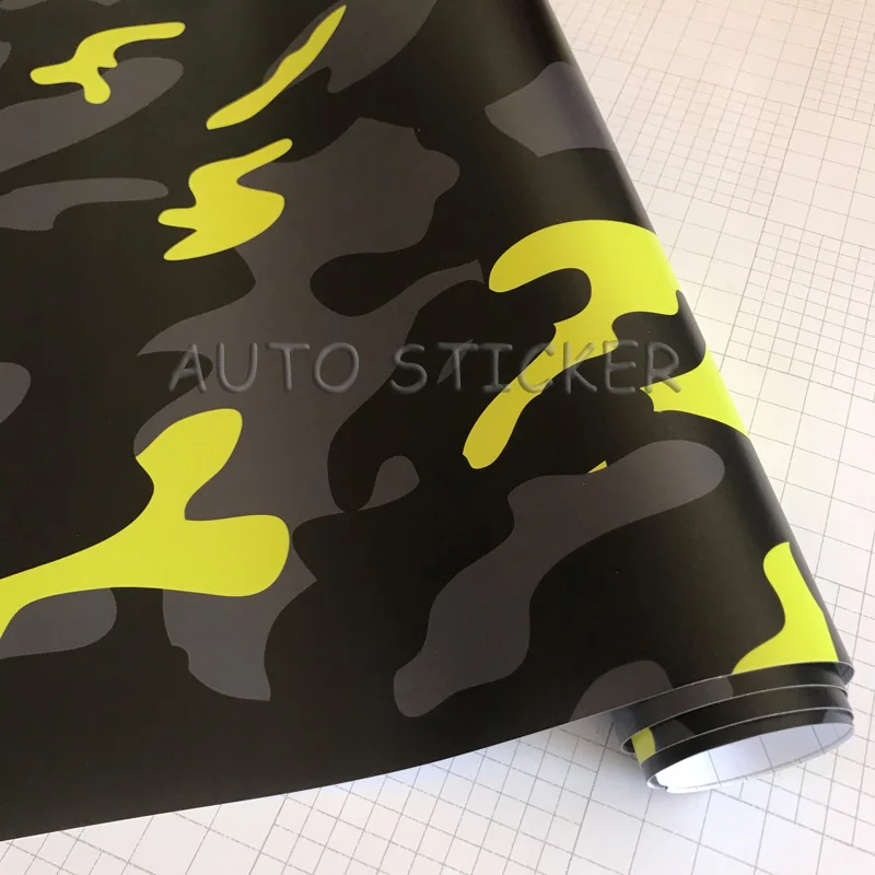 Yellow Black Gray snow camo vinyl car wraps 2
