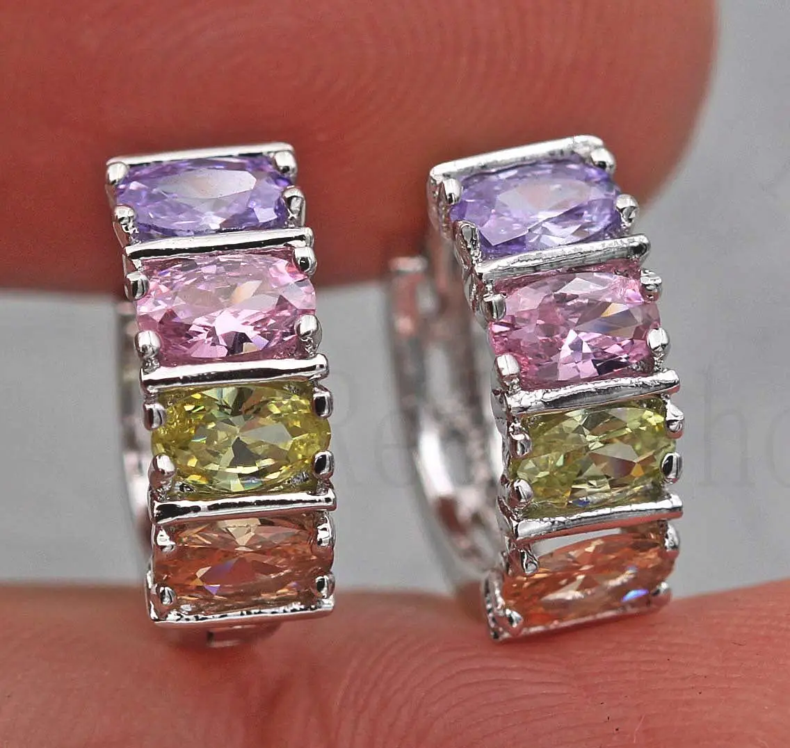 Luxury Hoop Earrings for Women White Gold Filled Earring With Rainbow Zircon Colorful Jewelry For Women Anniversary Engagement
Luxury Hoop Earrings for Women White Gold Filled Earring With Rainbow Zircon Colorful Jewelry For Women Anniversary Engagement