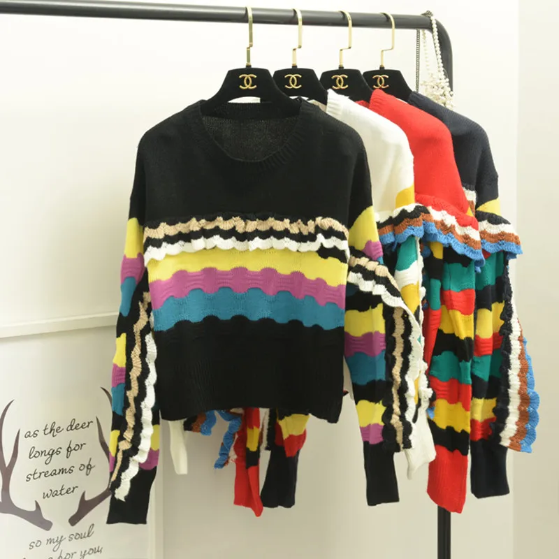 Amolapha Woman Knitted Ruffles Sweaters Colorful Striped Long Sleeve Sweater Pullovers for Sweet Women
Amolapha Woman Knitted Ruffles Sweaters Colorful Striped Long Sleeve Sweater Pullovers for Sweet Women