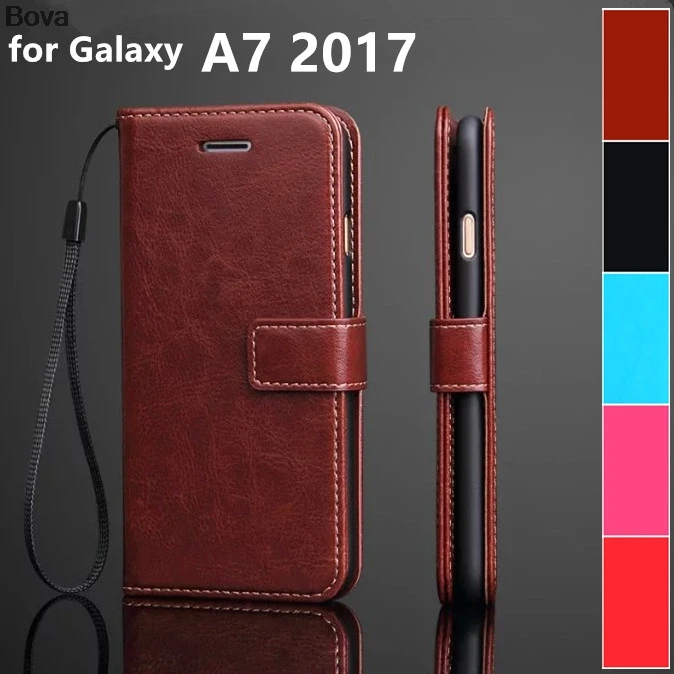 Чехол-бумажник для Samsung Galaxy A7 2017 A720F A7200 кожаный с отделением карт | Мобильные