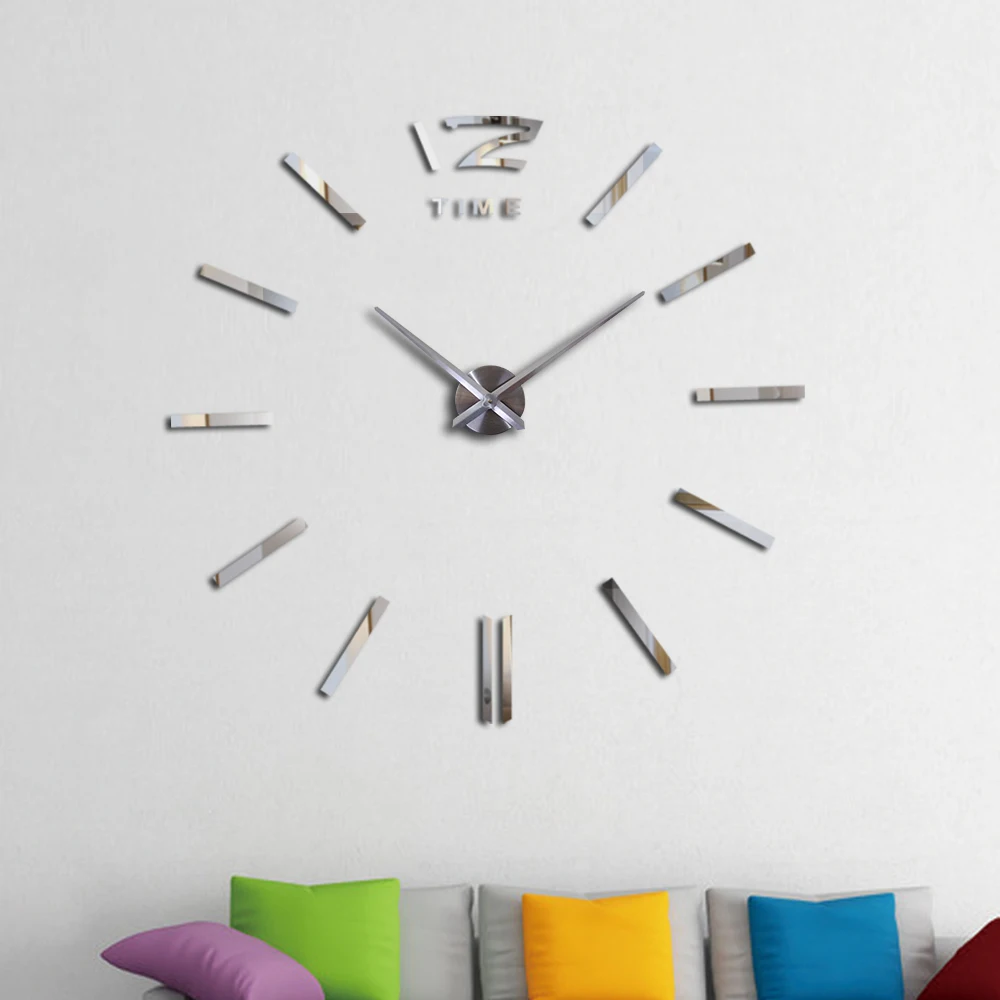 

Top sale Diy acrylic mirror wall clock europe big quartz watch still life clocks living room home decoration stickers