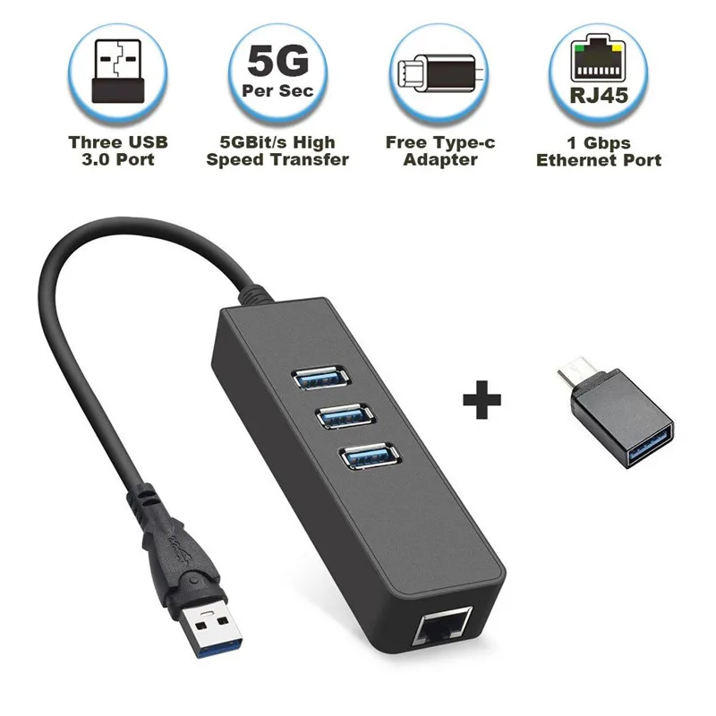 Ethernet адаптер Портативный USB 3 0 к RJ45 10/100/1000 Мбит/с сети LAN Проводной для Chromebook MacBook Mac