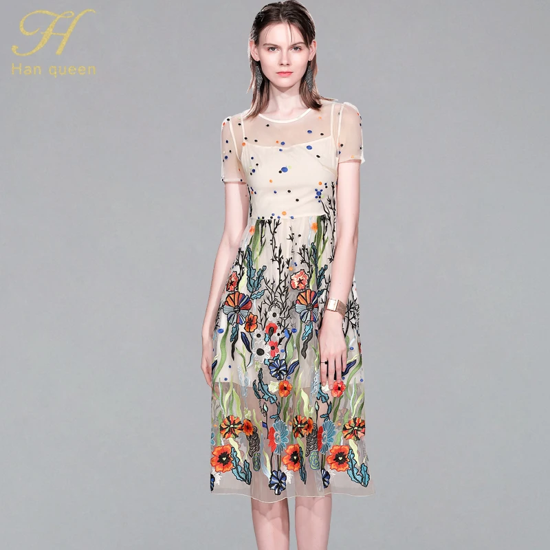 H han queen 2019 Elegant Embroidery Dress Work Casual Slim Fashion O-neck Sexy Dresses Women A-line Vintage Vestidos
H han queen 2019 Elegant Embroidery Dress Work Casual Slim Fashion O-neck Sexy Dresses Women A-line Vintage Vestidos