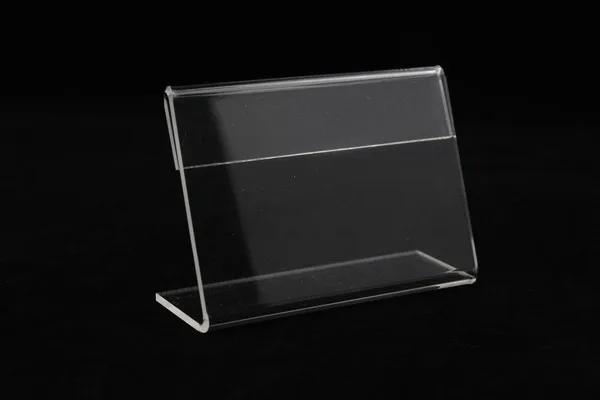 

Transparent 6x4cm L Shape PMMA Acrylic Plastic Table Sign Price Tag Label Display Paper Promotion Card Holder Stand 20pcs